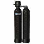 Kinetico water system featuring two black tanks and a control unit on top.